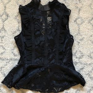 Peplum high neck peplum lace tank